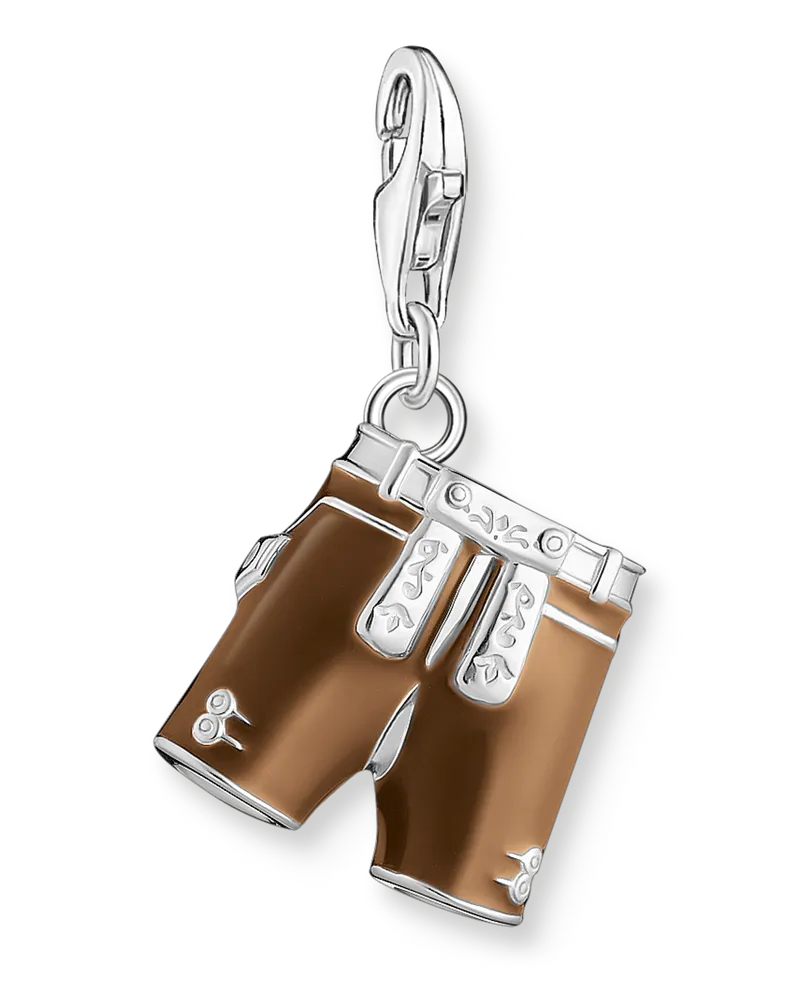 Thomas Sabo Damen Charm-Anhänger braune Lederhose Silber, Sterlingsilber, Charm Club Collection Braun