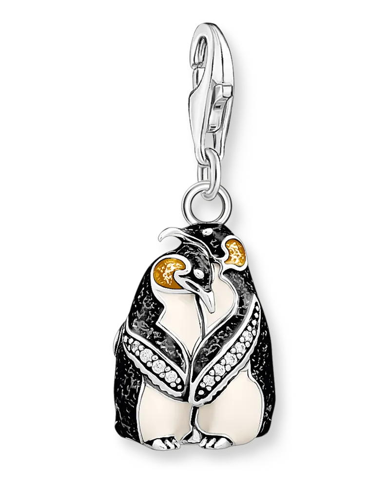 Thomas Sabo Damen Charm-Anhänger Pinguine silber, Sterlingsilber, Charm Club Collection Braun
