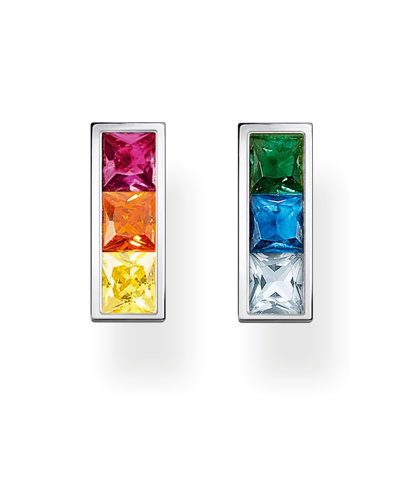 Thomas Sabo Damen Ohrstecker bunte Steine silber, 925 Sterlingsilber/ Glas-Keramik Stein/ synthetischer Korund/ Zirkonia Blau
