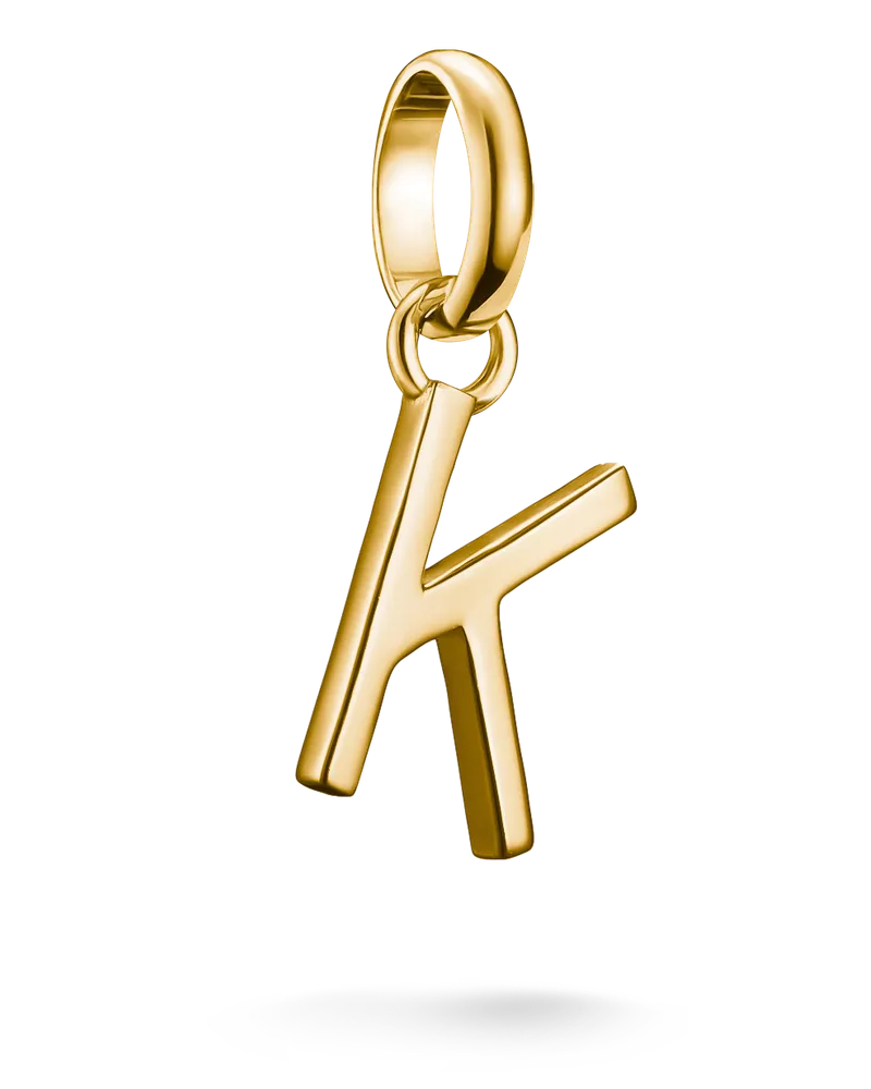 Thomas Sabo Damen Charm-Anhänger Buchstabe K Connect vergoldet, Sterlingsilber Gelbgold vergoldet Gelbgoldfarben