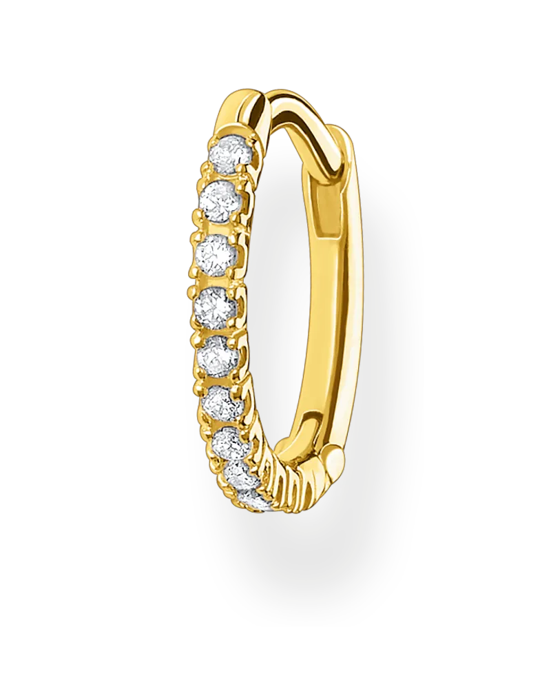 Thomas Sabo Damen Einzel Creole weiße Steine gold, Sterlingsilber Gelbgold vergoldet, Charming Collection Gelbgoldfarben