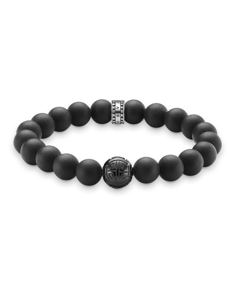 Thomas Sabo Herren Armband Obsidian, Sterlingsilber Schwarz
