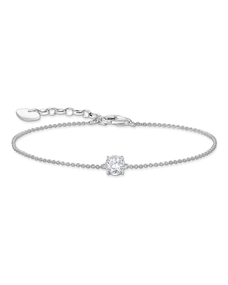 Thomas Sabo Damen Armband mit weißem Zirkonia-Anhänger Silber, Sterlingsilber Silberfarben