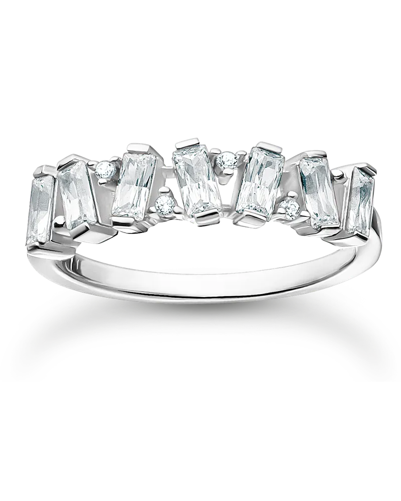 Thomas Sabo Damen Ring weiße Steine silber, Sterlingsilber, Charming Collection Silberfarben