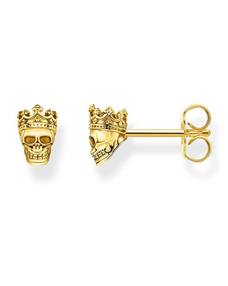 Thomas Sabo Damen Ohrstecker Totenkopf König gold, Sterlingsilber Gelbgold vergoldet Gelbgoldfarben