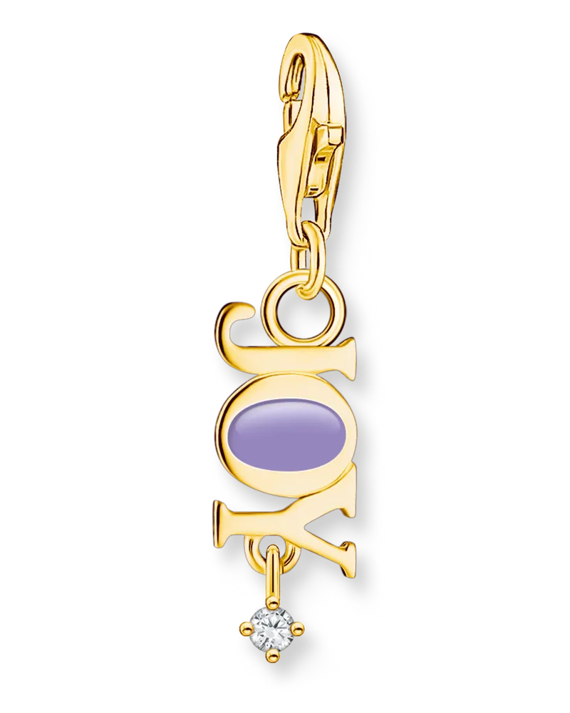Thomas Sabo Damen Charm-Anhänger Joy mit weißem Stein vergoldet, Sterlingsilber Gelbgold vergoldet, Charm Club Collection Gelbgoldfarben