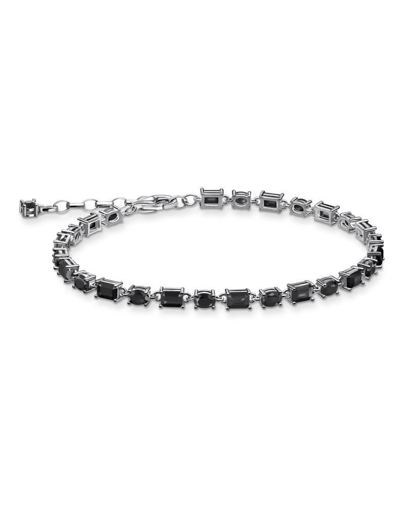 Thomas Sabo Damen Armband mit schwarzen Steinen Silber geschwärzt, Sterlingsilber Schwarz