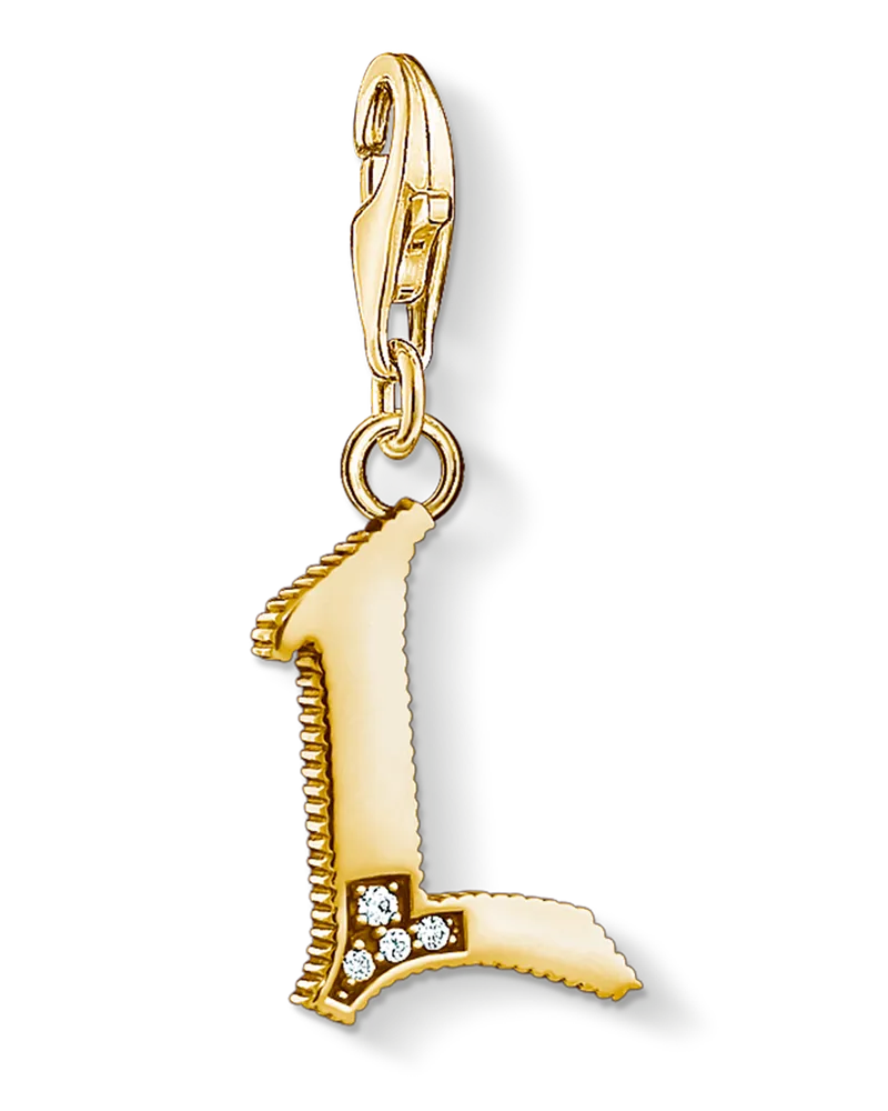 Thomas Sabo Herren Charm-Anhänger Buchstabe L gold, Sterlingsilber Gelbgold vergoldet, Charm Club Collection Gelbgoldfarben