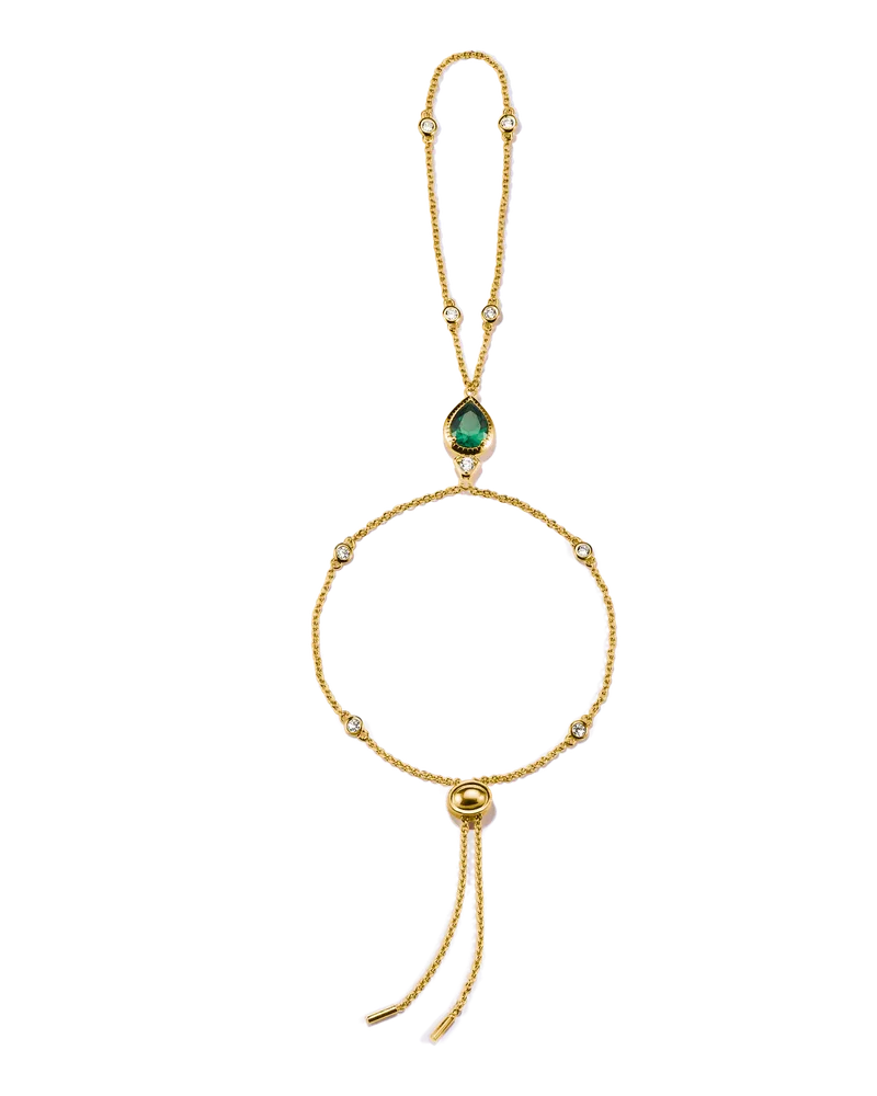 Thomas Sabo Damen Armband Grüner Stein Elyndra 18k Vergoldung, Sterlingsilber Gelbgold vergoldet Gelbgoldfarben