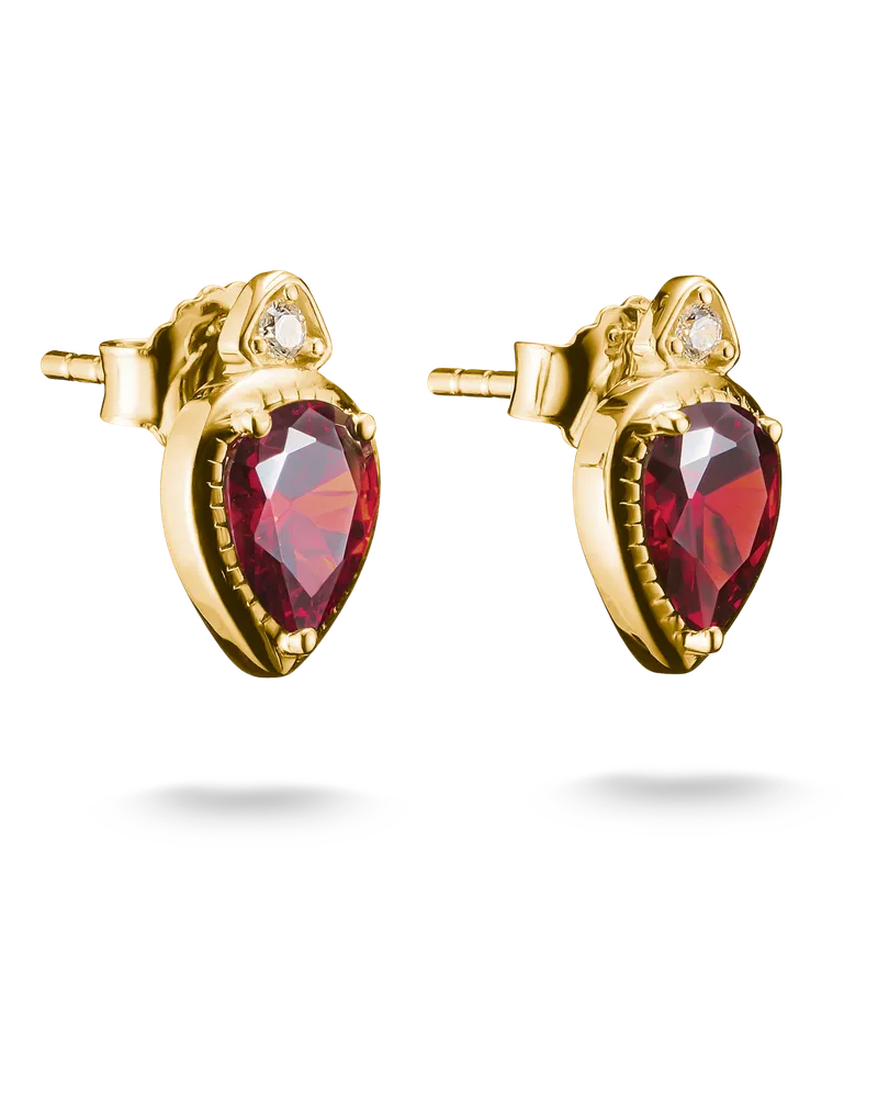 Thomas Sabo Damen Ohrstecker Rote Steine Elyndra 18k Vergoldung, Sterlingsilber Gelbgold vergoldet Gelbgoldfarben