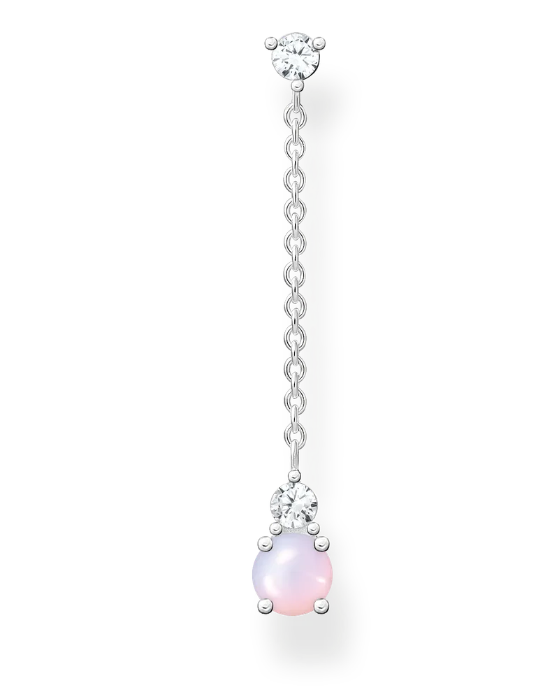 Thomas Sabo Damen Einzel Ohrring opalfarbener Stein rosa schimmernd, Sterlingsilber, Charming Collection Pink