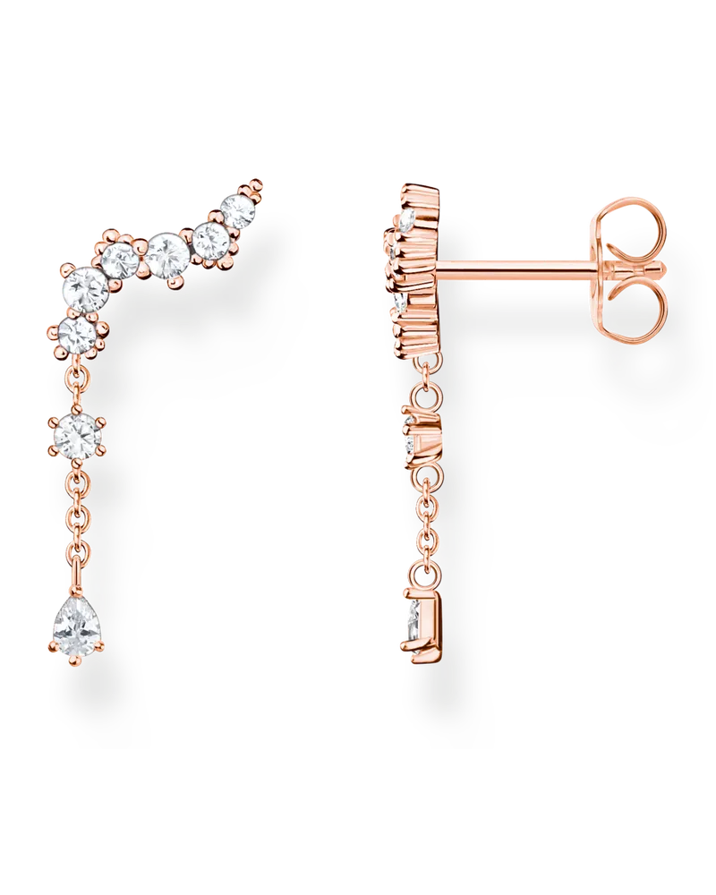Thomas Sabo Damen Ohrringe Ear Climber Eiskristalle roségold, Sterlingsilber Roségold vergoldet, Charming Collection Roségoldfarben