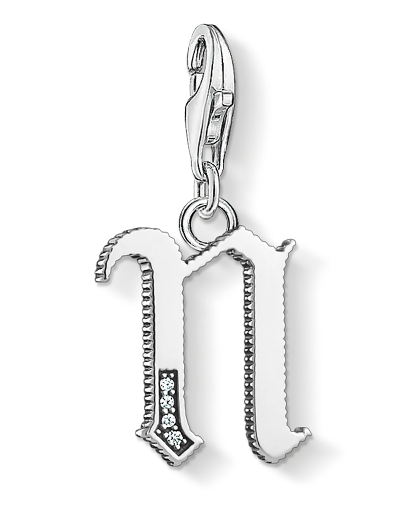 Thomas Sabo Herren Charm-Anhänger Buchstabe N silber, Sterlingsilber, Charm Club Collection Silberfarben