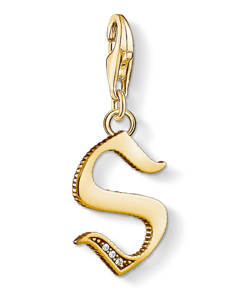 Thomas Sabo Herren Charm-Anhänger Buchstabe S gold, Sterlingsilber Gelbgold vergoldet, Charm Club Collection Gelbgoldfarben