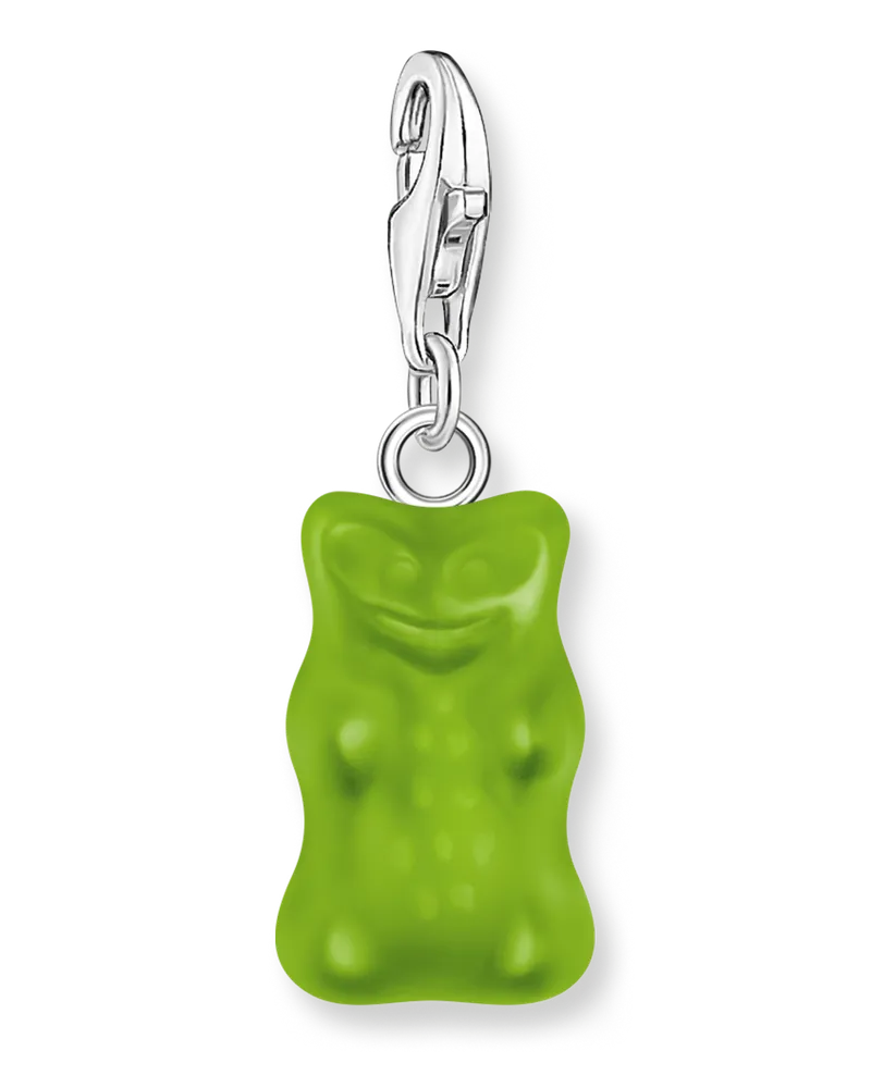 Thomas Sabo Damen Charm-Goldbären-Anhänger in Grün Silber, Sterlingsilber / Glas, Charm Club Collection Grün