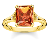 Ring mit orangenem Stein vergoldet