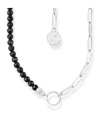 Thomas Sabo Member Charm-Kette mit Obsidian-Beads und Charmista Coin Silber Schwarz