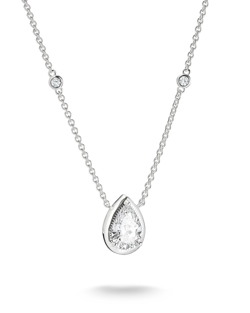 Thomas Sabo Damen Kette mit weißem Zirkonia in Tropfenform, Sterlingsilber Silberfarben