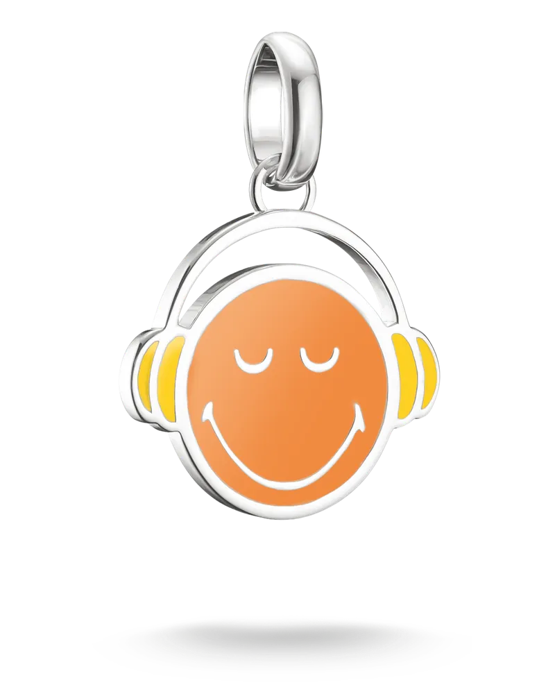 Thomas Sabo Damen SMILEYWORLD® Headphones Charm-Anhänger Connect Silber, Sterlingsilber, Charm Club Collection Gelb