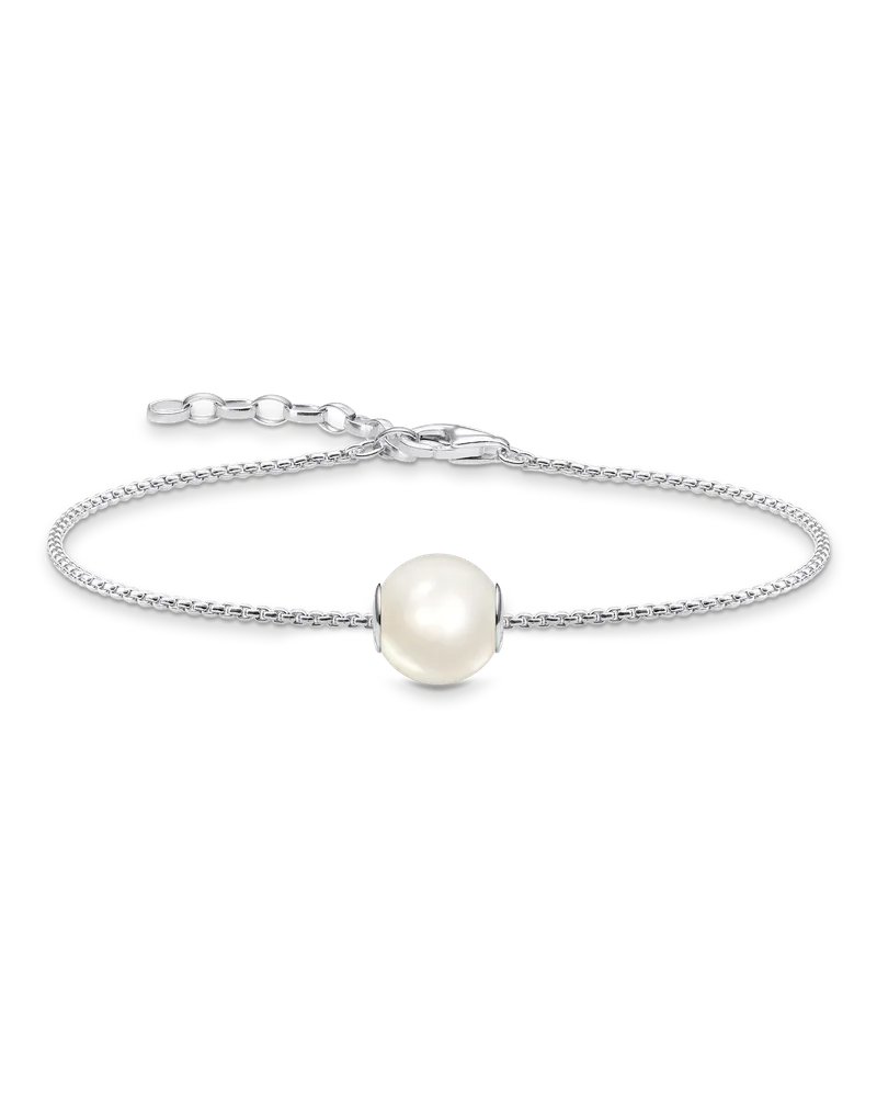 Thomas Sabo Damen Armband silber mit Bead weiße Perle, Sterlingsilber Silberfarben