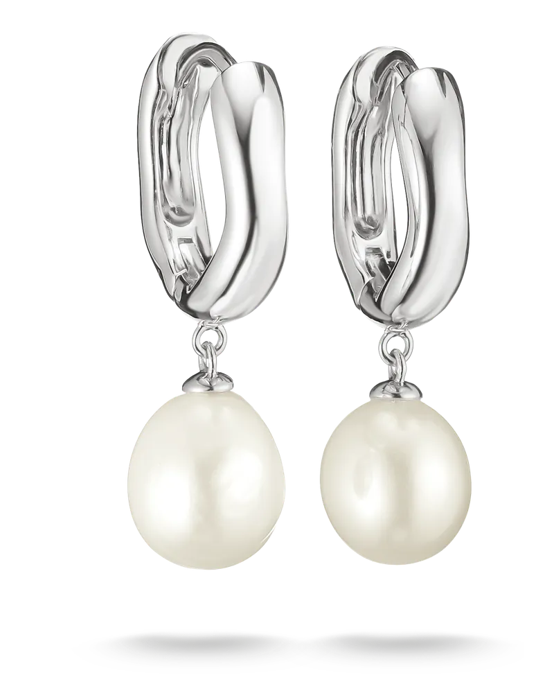 Thomas Sabo Damen Creolen Perle, Sterlingsilber Silberfarben
