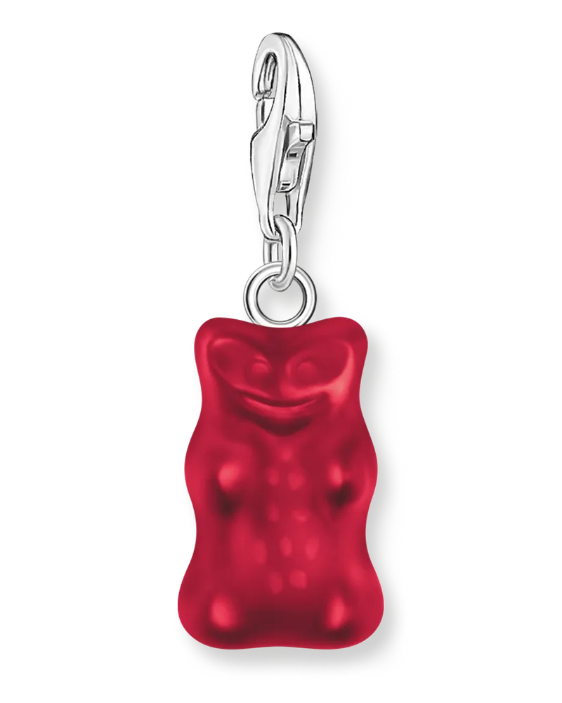 Thomas Sabo Damen Charm-Goldbären-Anhänger in Rot Silber, Sterlingsilber / Glas, Charm Club Collection Rot