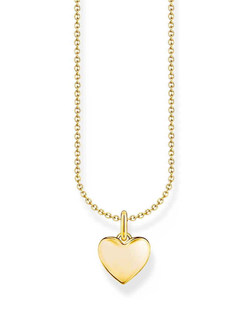 Thomas Sabo Damen Kette mit Herz-Anhänger vergoldet, Sterlingsilber Gelbgold vergoldet, Charming Collection Gelbgoldfarben
