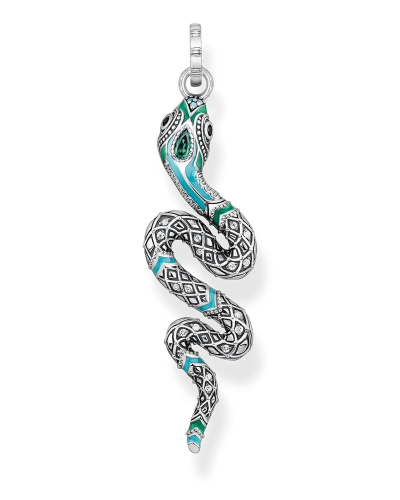 Thomas Sabo Damen Anhänger Schlange, Sterlingsilber Grün