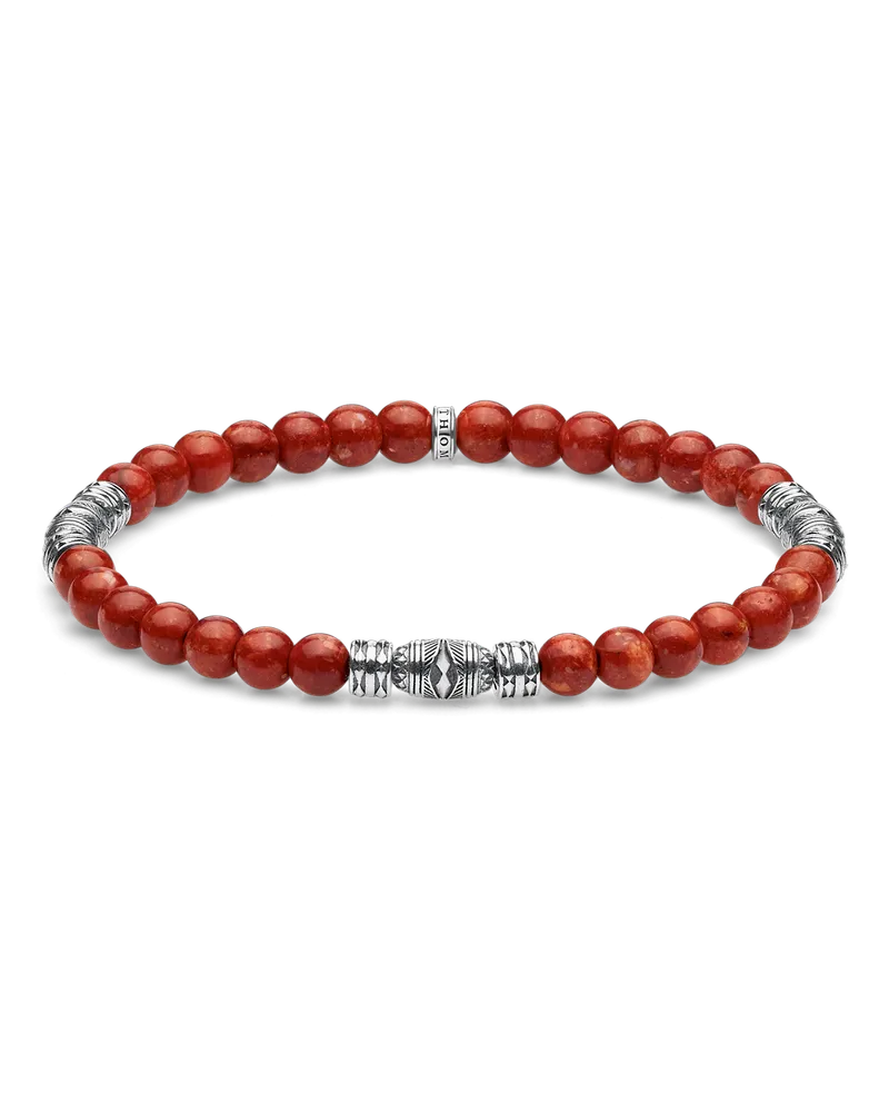 Thomas Sabo Herren Armband Talisman rot, Sterlingsilber geschwärzt Rot