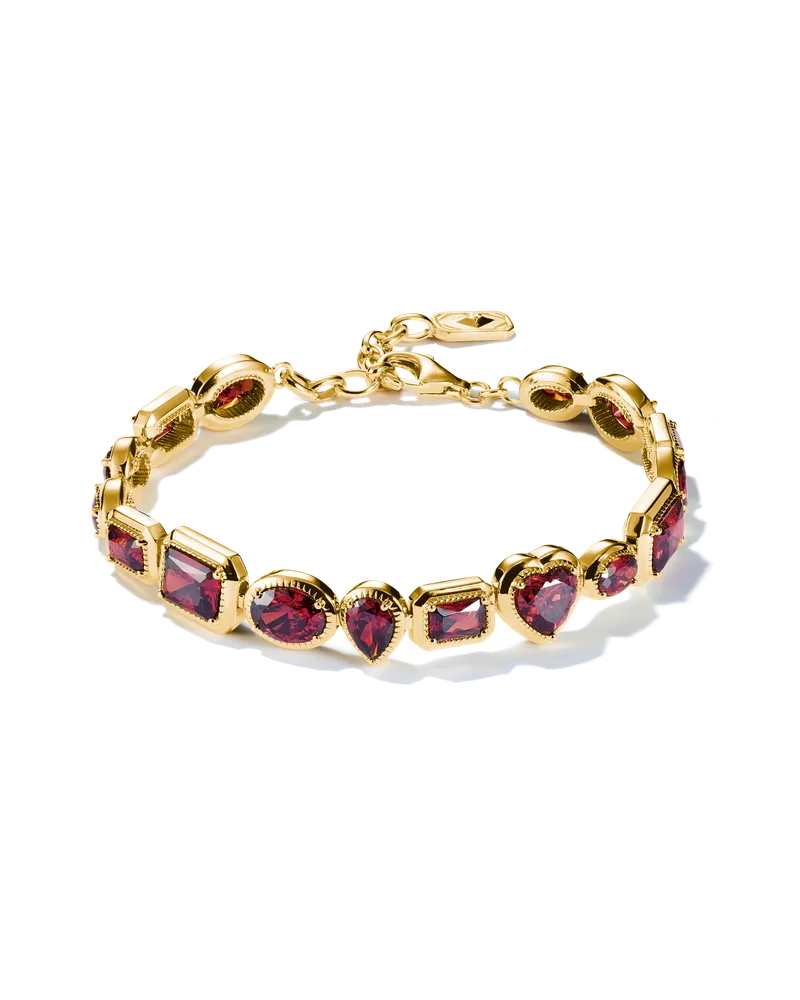 Thomas Sabo Damen Armband roter Zirkonia 18k Vergoldung, Sterlingsilber Gelbgold vergoldet Gelbgoldfarben
