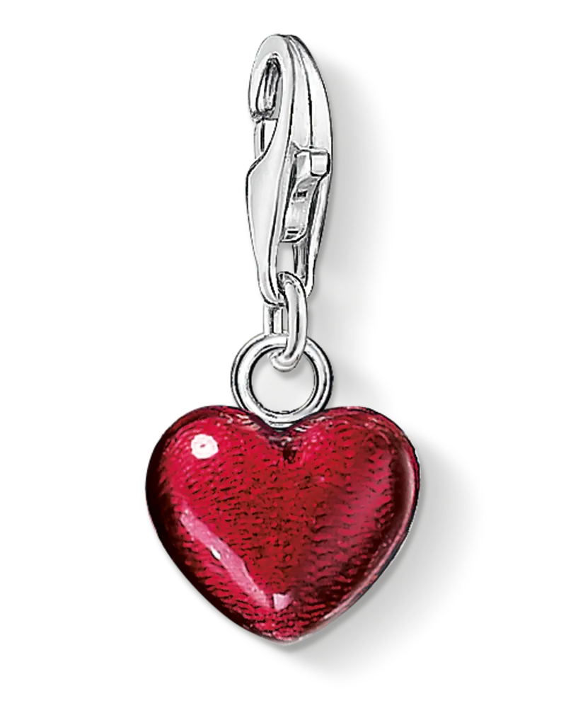 Thomas Sabo Damen Charm-Anhänger Rotes Herz, Sterlingsilber, Charm Club Collection Rot
