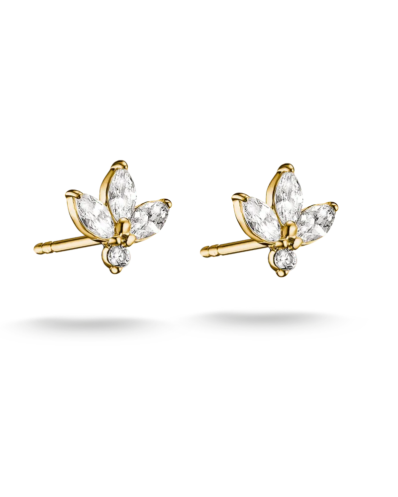 Thomas Sabo Ohrstecker Blüte mit weißem Zirkonia in Tropfenform weiß H2371-M01-14 Gelbgoldfarben