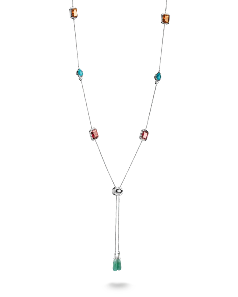 Thomas Sabo Damen Kette Bunte Steine Elyndra Silber, Sterlingsilber Gelb
