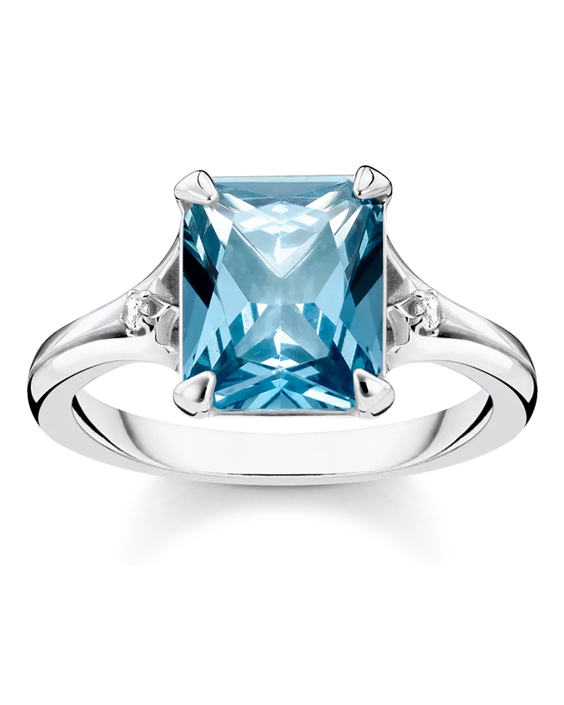Thomas Sabo Damen Ring mit aqua Stein Silber, Sterlingsilber Blau