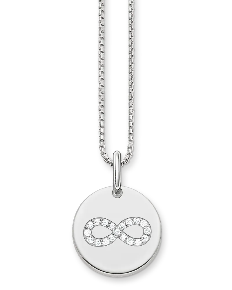 Thomas Sabo Damen Kette Infinity Coin mit Gravur, Sterlingsilber Silberfarben