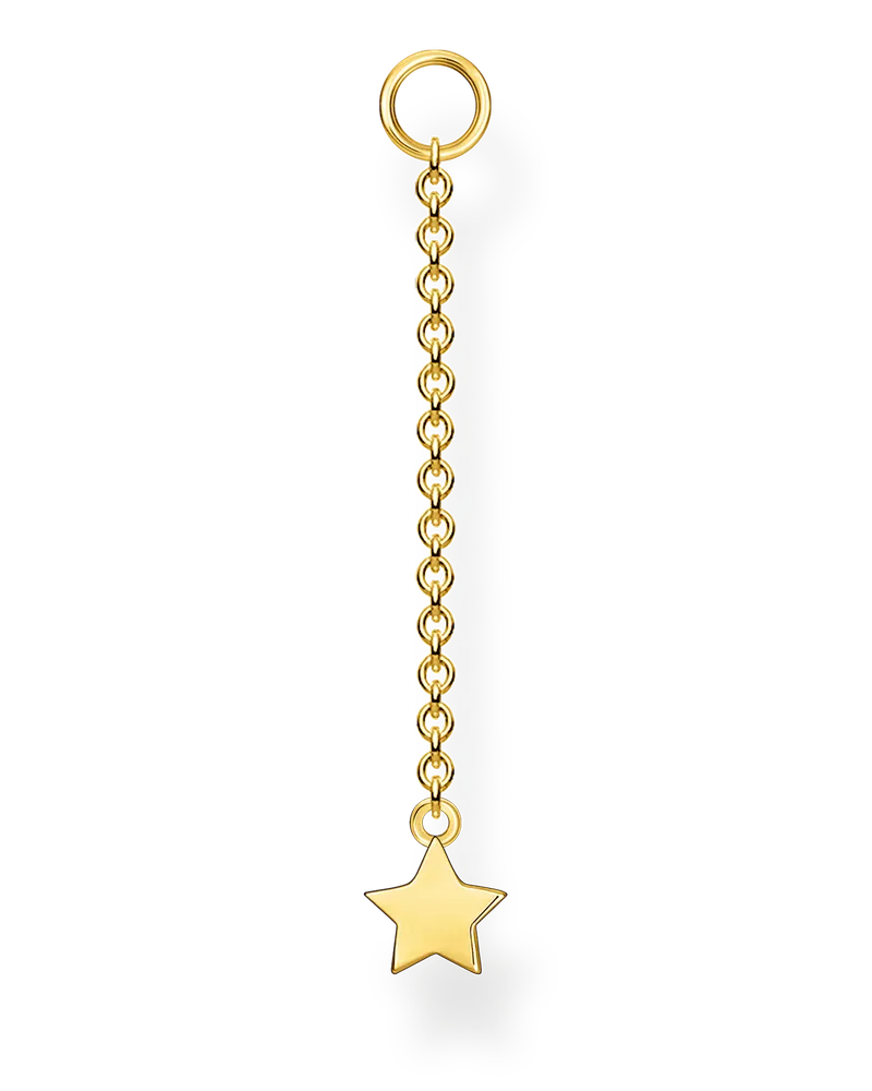 Thomas Sabo Damen Einzel Ohrring Anhänger Stern gold, Sterlingsilber Gelbgold vergoldet, Charming Collection Gelbgoldfarben