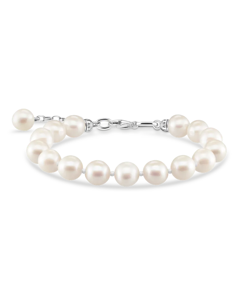 Thomas Sabo Damen Armband mit Perlen, Sterlingsilber Silberfarben