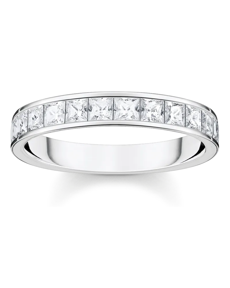 Thomas Sabo Damen Ring mit weißen Steinen Pavé Silber, Sterlingsilber Silberfarben