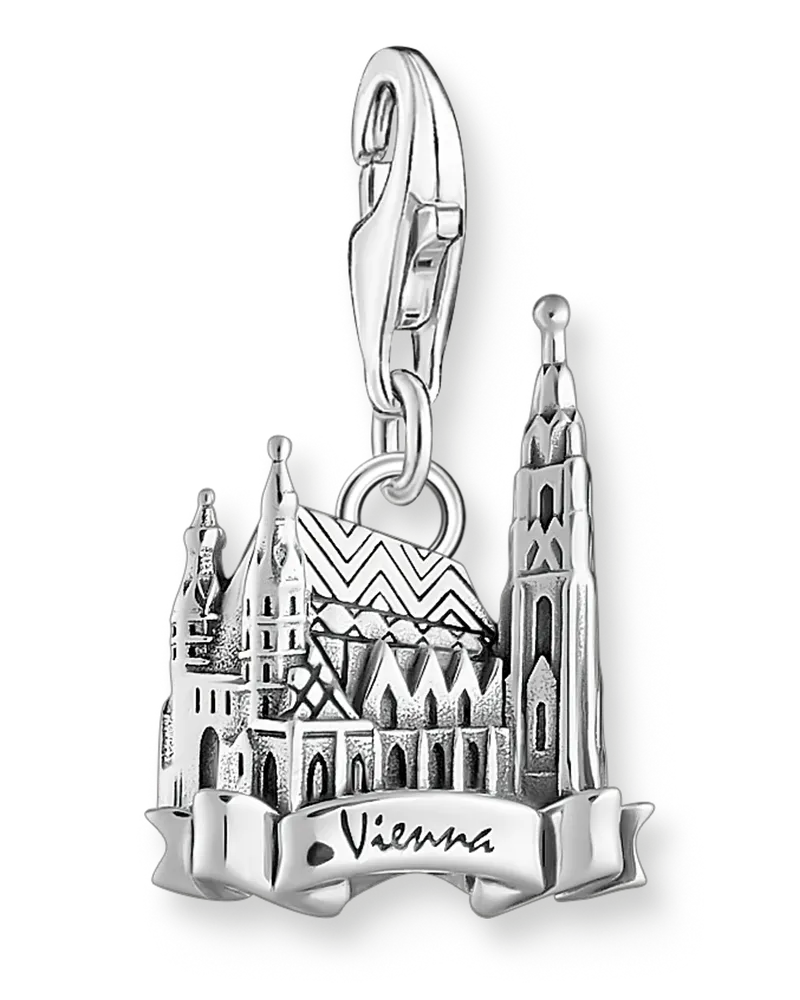 Thomas Sabo Damen Charm-Anhänger Stephansdom Silber, Sterlingsilber geschwärzt, Charm Club Collection Silberfarben