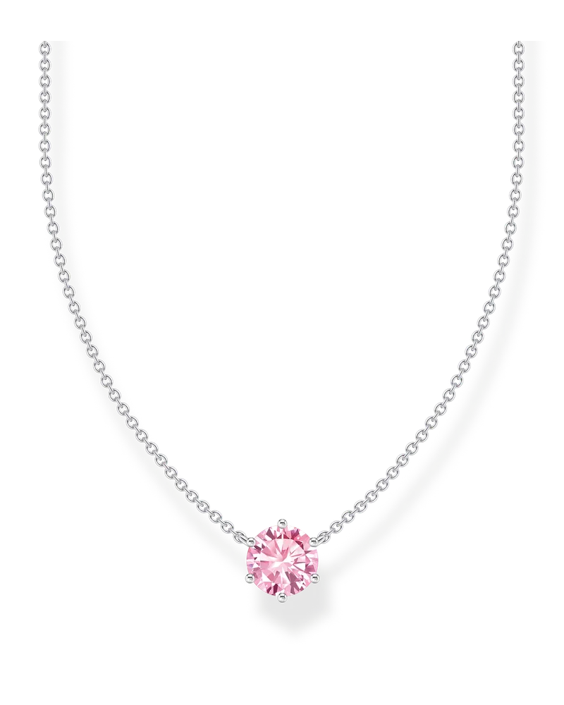 Thomas Sabo Damen Kette mit pinkfarbenem Zirkonia-Anhänger Silber, Sterlingsilber Pink