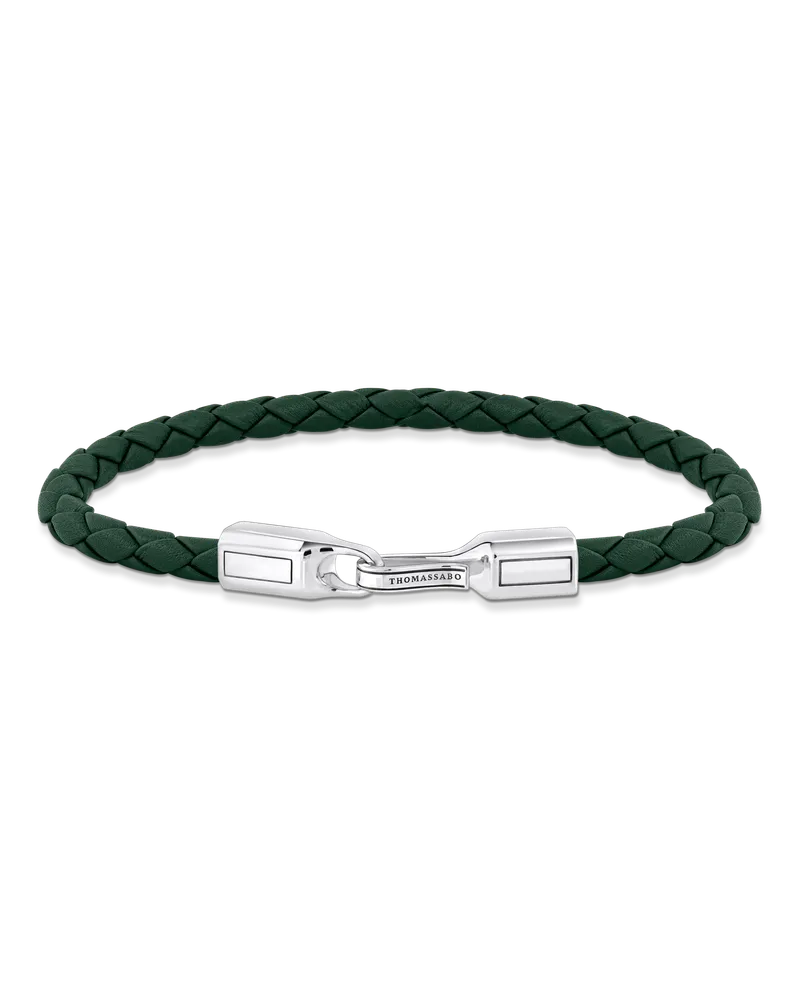 Thomas Sabo Herren Lederarmband in Grün Silber, Sterlingsilber | Leder Grün