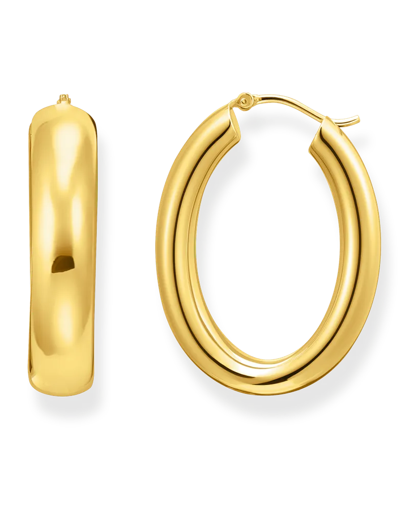 Thomas Sabo Damen Creolen Chunky vergoldet, Sterlingsilber Gelbgold vergoldet Gelbgoldfarben