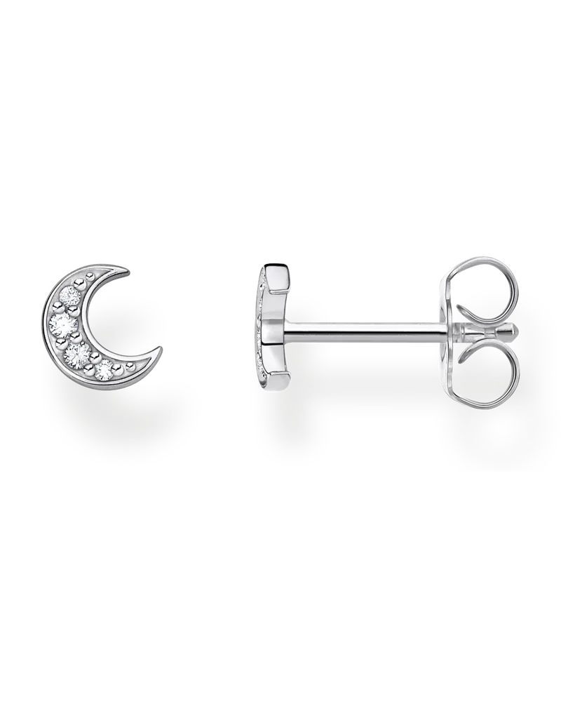 Thomas Sabo Damen Einzel Ohrstecker Mond Pavé silber, Sterlingsilber, Charming Collection Silberfarben