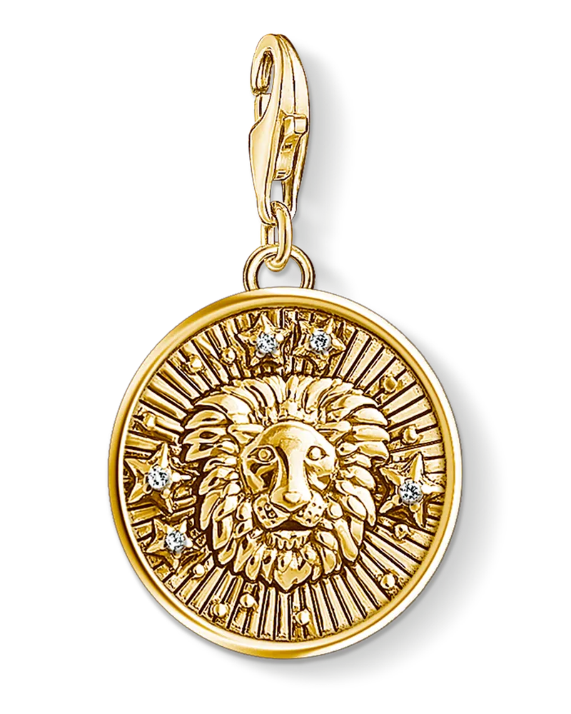 Thomas Sabo Herren Charm-Anhänger Sternzeichen Löwe, Sterlingsilber Gelbgold vergoldet, Charm Club Collection Gelbgoldfarben