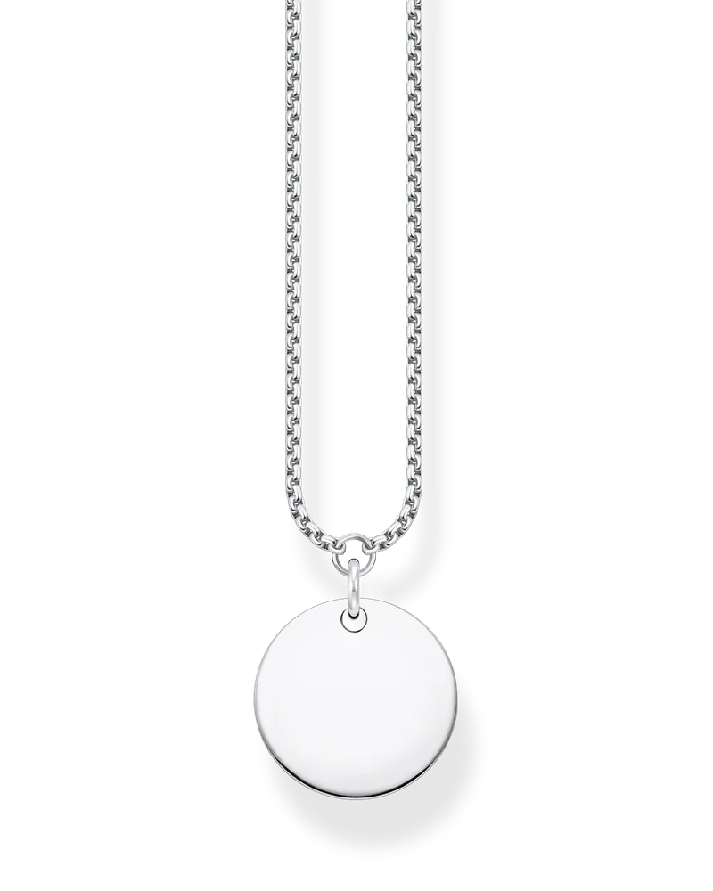 Thomas Sabo Damen Kette mit Coin silber mit Gravur, Sterlingsilber Silberfarben