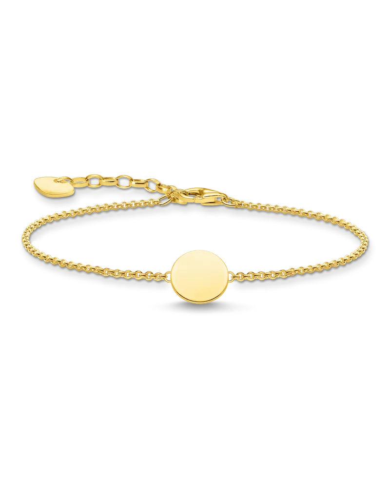 Thomas Sabo Damen Armband Coin gold mit Gravur, Sterlingsilber Gelbgold vergoldet Gelbgoldfarben