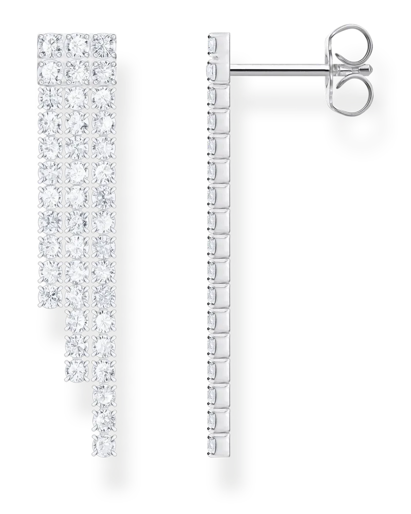 Thomas Sabo Herren Wasserfall-Ohrringe mit weißen Steinen Silber, Sterlingsilber Silberfarben