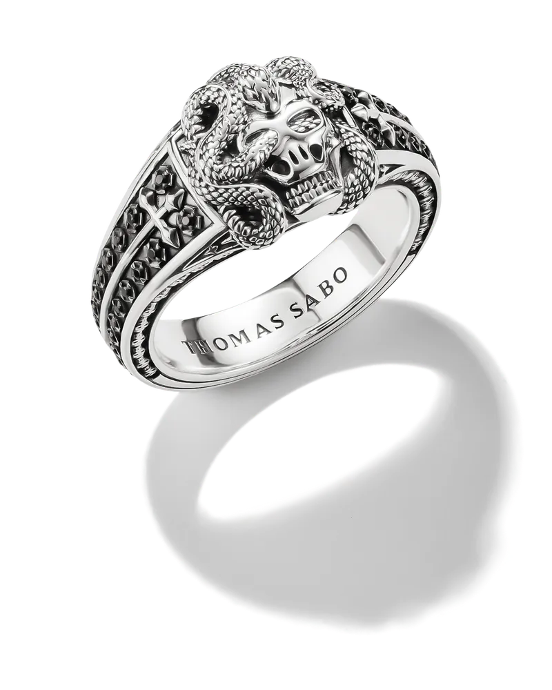 Thomas Sabo Motivring Totenkopf mit schwarzem Zirkonia schwarz TR2553-643-11-68 Schwarz