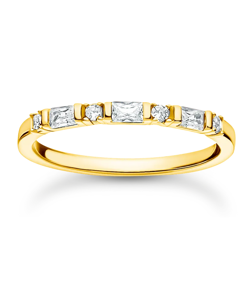 Thomas Sabo Damen Ring weiße Steine gold, Sterlingsilber Gelbgold vergoldet, Charming Collection Gelbgoldfarben
