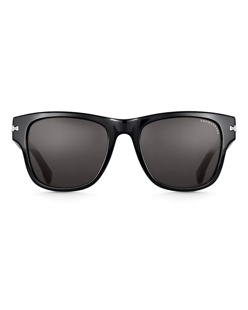 Thomas Sabo Herren Sonnenbrille Jack Quadratisch schwarz, Sterlingsilber Grau